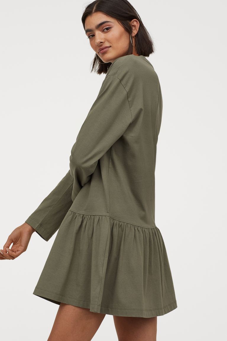 

Платье из хлопкового трикотажа H&M L Зеленый хаки