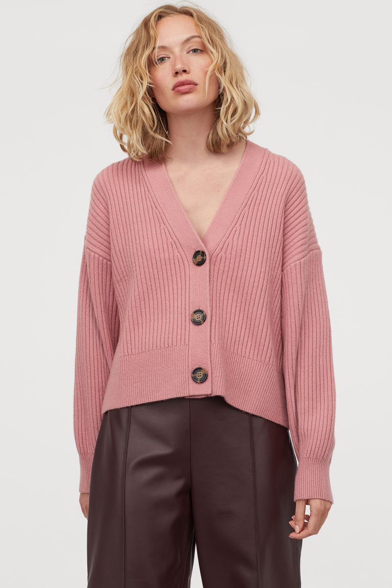 

Кардиган рельефной вязки H&  Розовый, Кардиган рельефной вязки H&M M Розовый