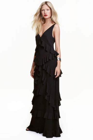 

Длинное платье с оборками H&M 36 Черный
