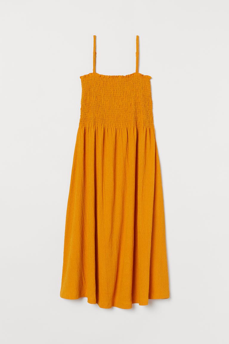 

Платье из жатой ткани H&M M Насыщенный желтый