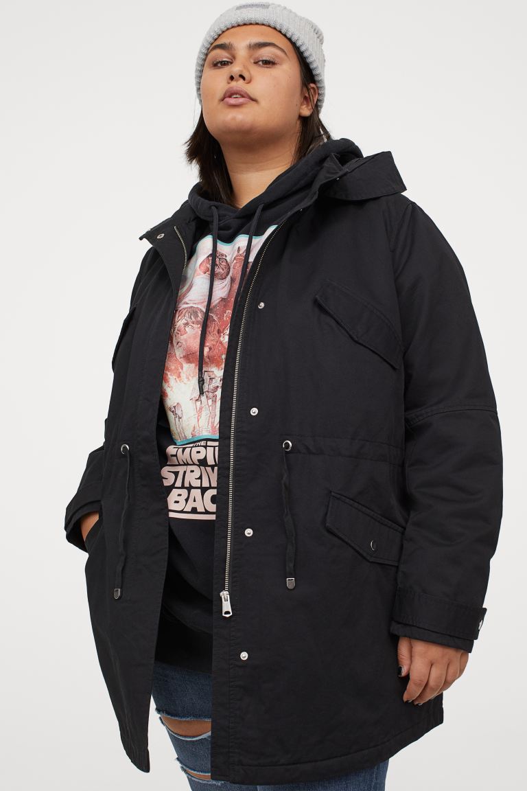 

H&M+ Парка из хлопкового твила H&M+ XXL Черный