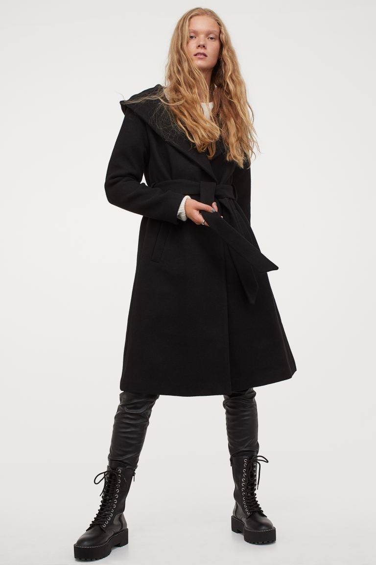 

Пальто с капюшоном H&M  Черный, Пальто с капюшоном H&M L Черный