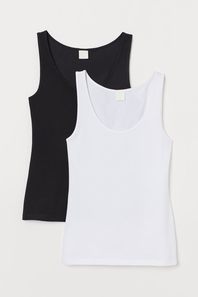 

2 хлопковые майки H&M  Черный/белый, 2 хлопковые майки H&M XL Черный/белый