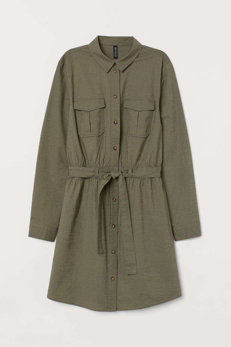 

Платье в стиле униформы H&M 42 Зеленый хаки