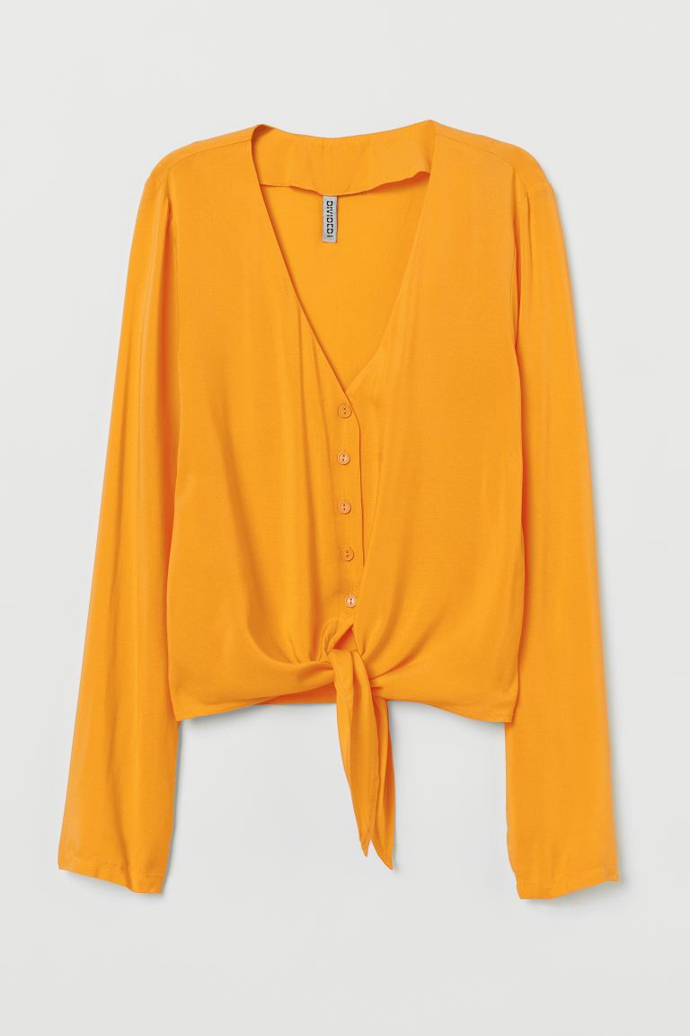 

Блузка с завязками H&M  Желтый, Блузка с завязками H&M 44 Желтый
