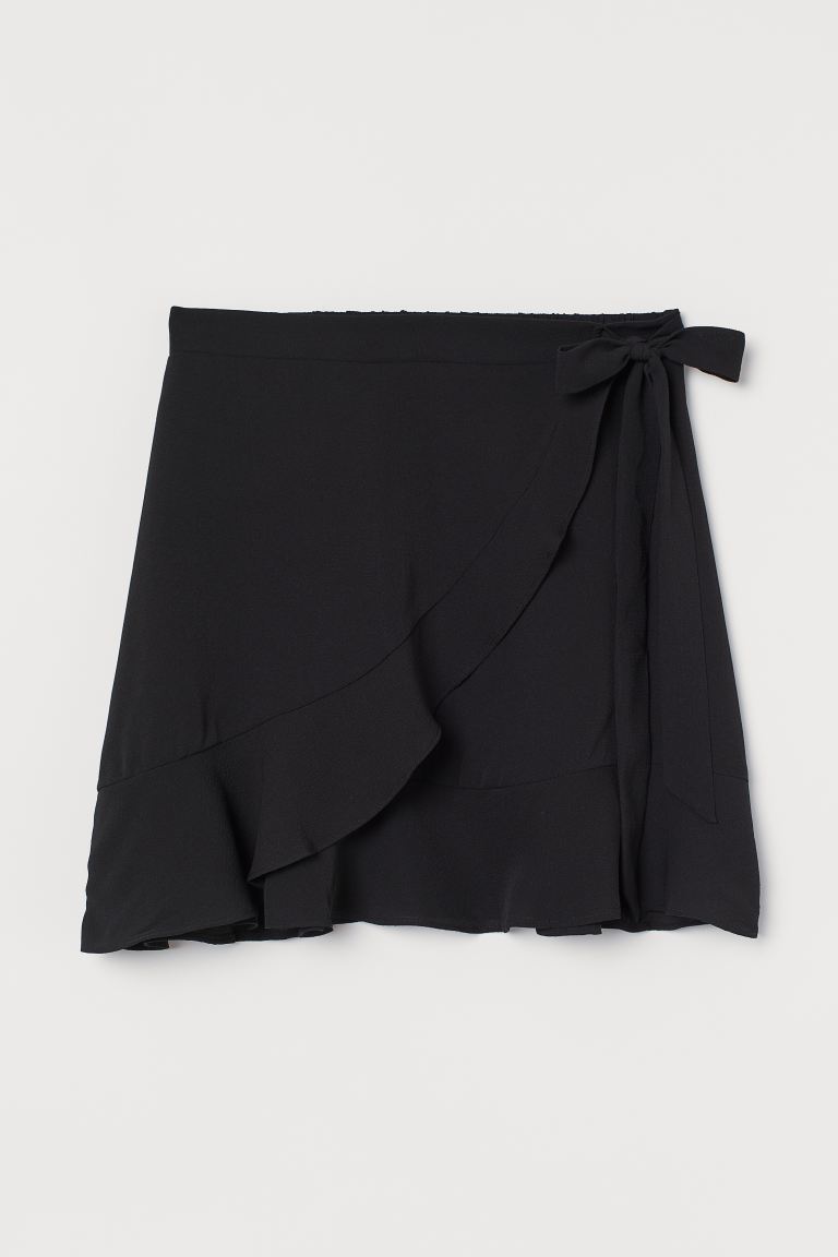 

Креповая юбка на запахе H&M S Черный