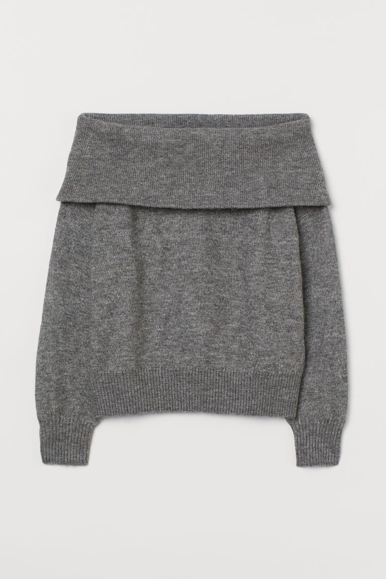 

Джемпер с открытыми плечами H&M XXL Серый меланж