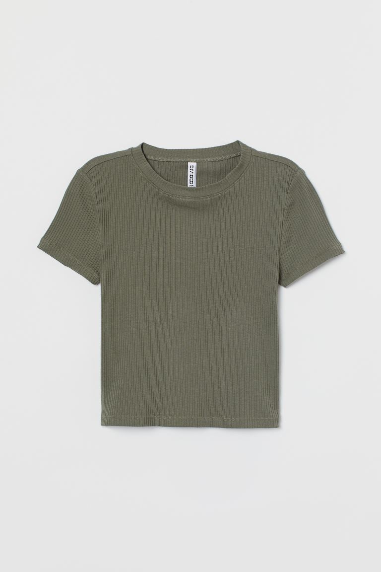 

Топ из рельефного трикотажа H&M S Зеленый хаки