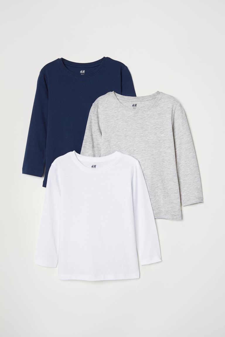 

3 футболки с длинным рукавом H&M 98/104 Темно-синий (0503569001)