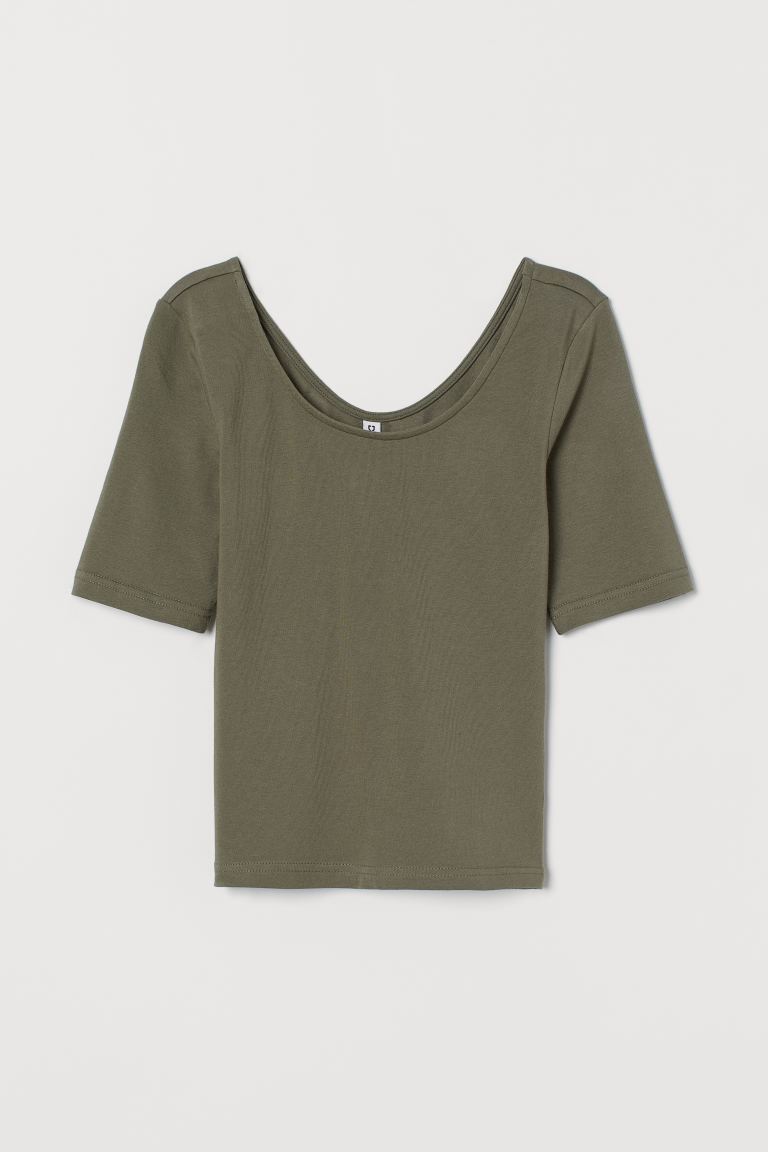 

Трикотажный топ H&  Зеленый хаки, Трикотажный топ H&M M Зеленый хаки