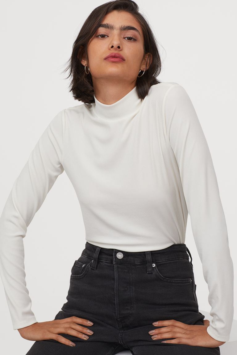 

Водолазка из рельефного джерси H&M M Белый