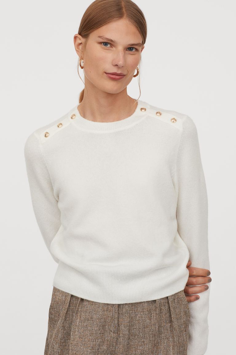 

Вязаный джемпер H&M M Белый