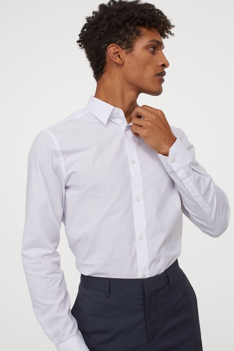 

Рубашка Easy iron Slim Fit H&M L Белый