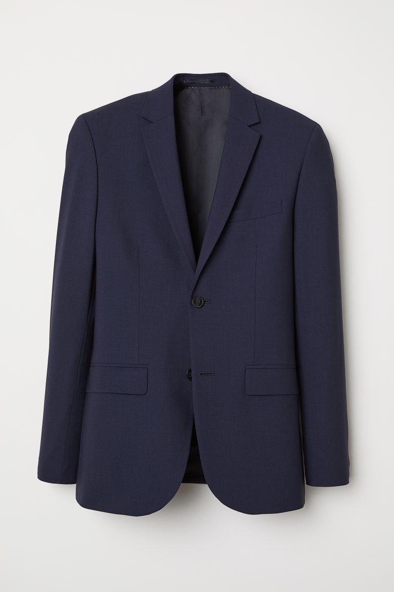 

Шерстяной пиджак Slim fit H&M  Темно-синий, Шерстяной пиджак Slim fit H&M 62 Темно-синий