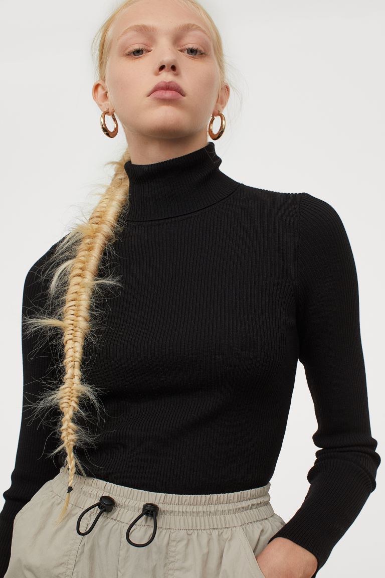 

Водолазка рельефной вязки H&M M Черный