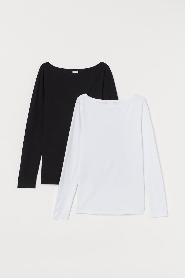 

Упаковка 2 лонгслива H&M L Черный/белый
