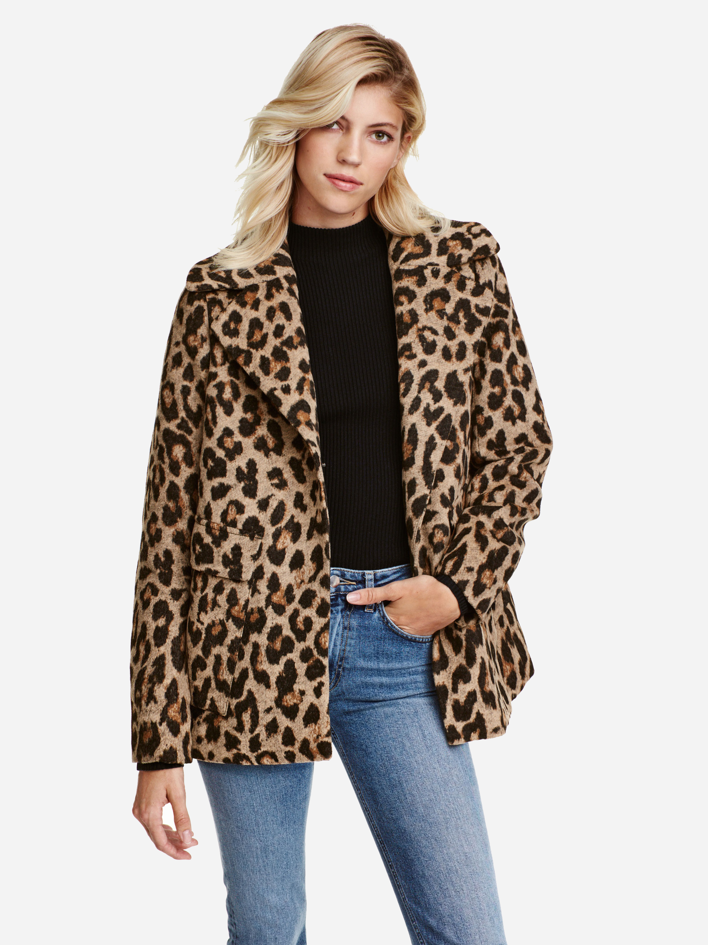 

Полупальто H&M 4445164-AAON 36 Леопардовое