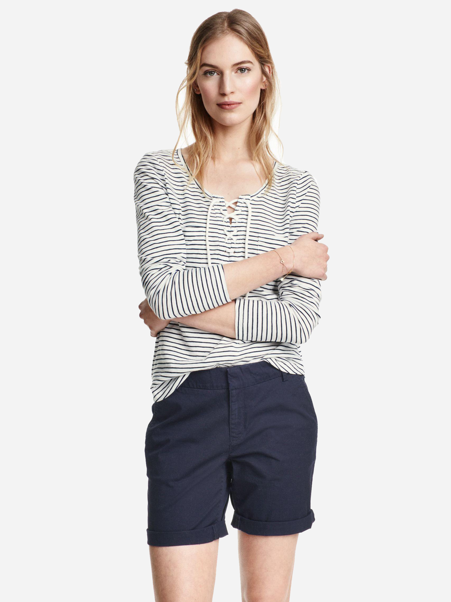 

Лонгслив H&M 3819983-z XL Белый с темно-синим