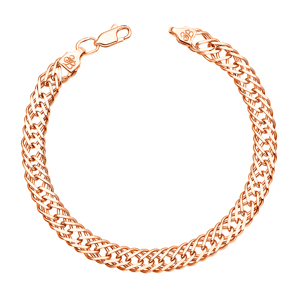 

Браслет Юность из красного золота в плетении двойной ромб 000122750 20 размера