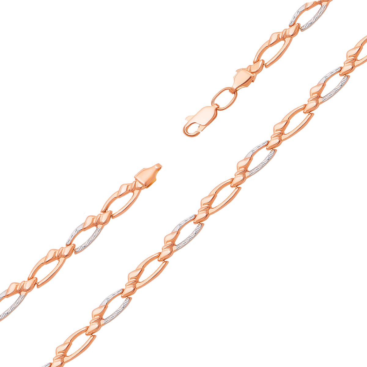 

Золотой браслет в комбинированном цвете с алмазными насечками 000125458 19.5 размера