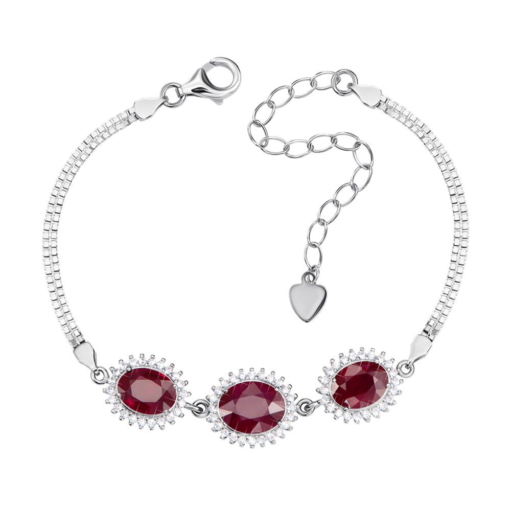 

Серебряный браслет с рубинами и фианитами 000147255 16.5 размера