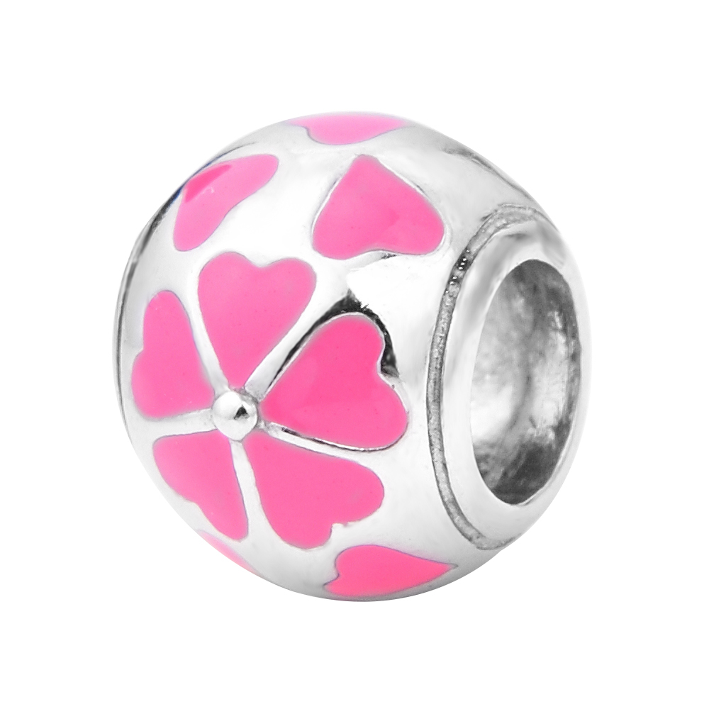 

Серебряный шарм с розовой эмалью 000116392 б/р размера