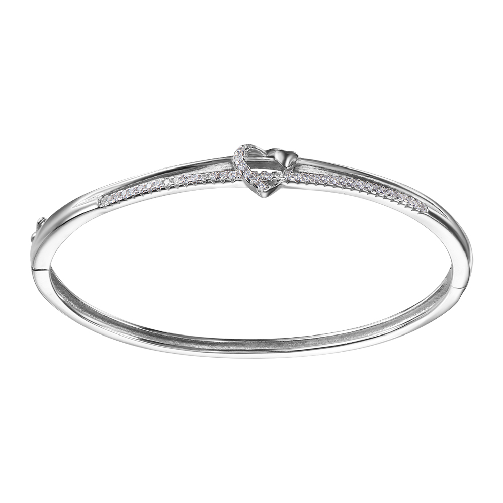 

Серебряный жесткий браслет с фианитами 000133425 б/р размера