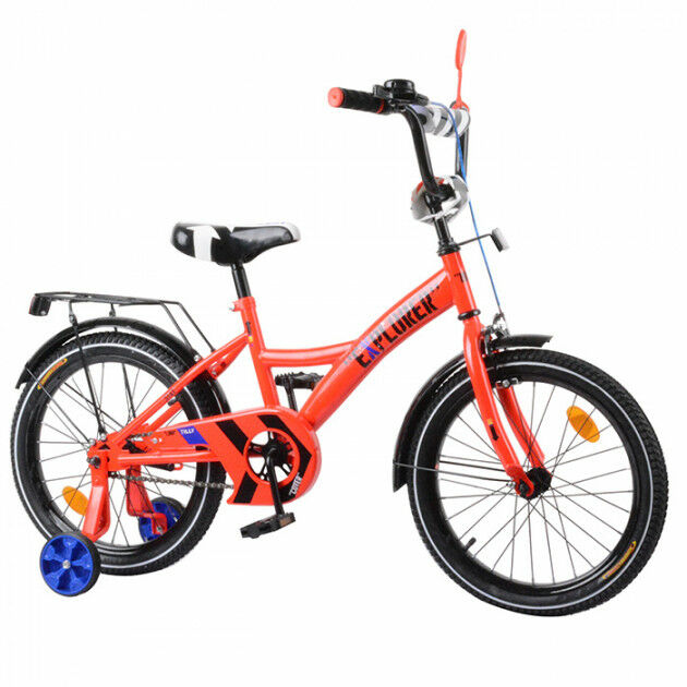 

Двухколесный велосипед EXPLORER, 18" T-21818, с багажником и звоноком, красный