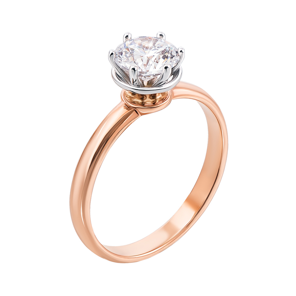 

Золотое кольцо Сильвия в комбинированном цвете с кристаллом Swarovski 16 размера