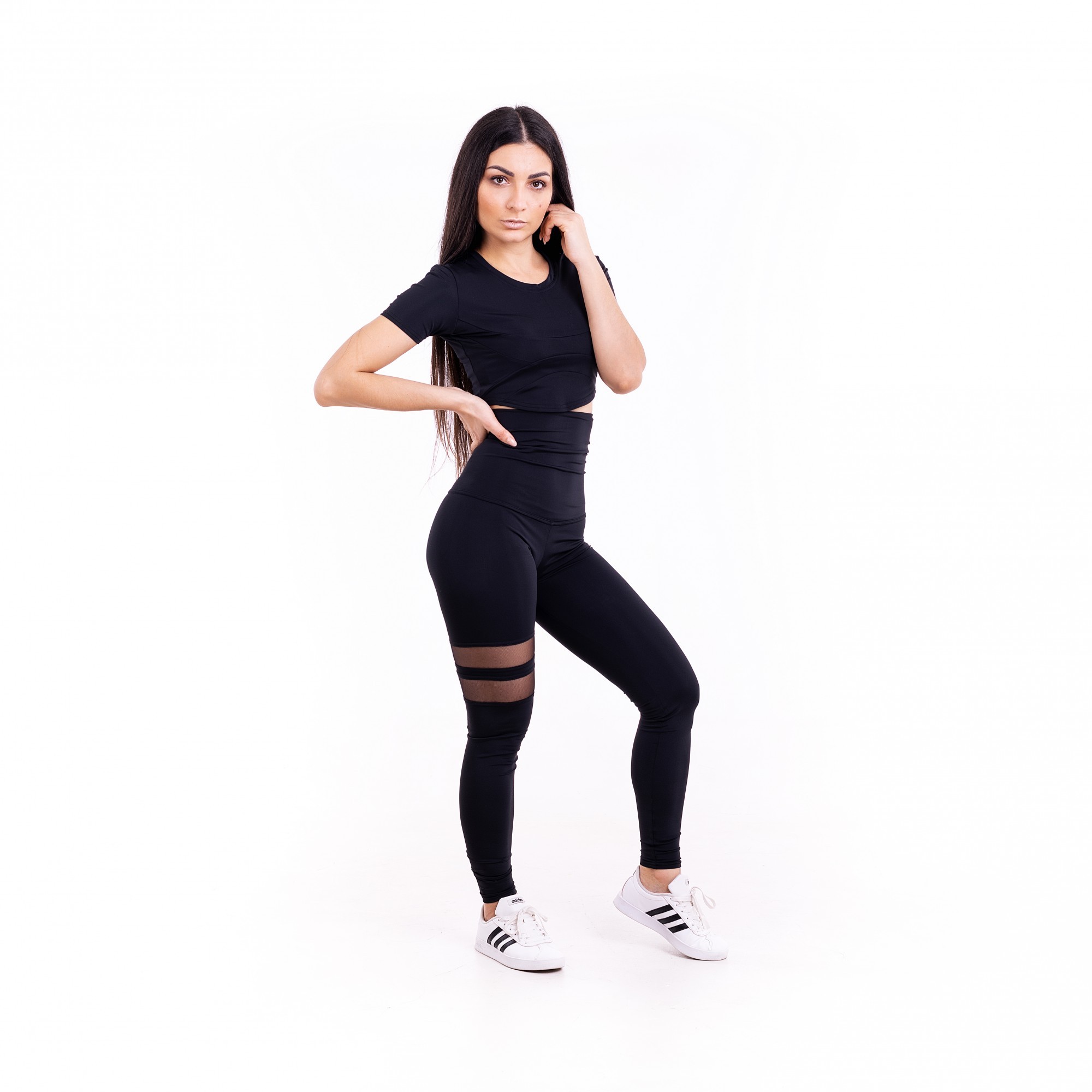 

Спортивный женский костюм (Футболка леггинсы) FitU L Черный