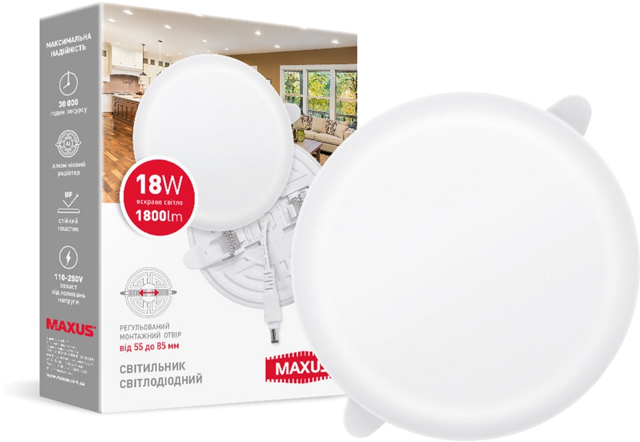 

Светодиодный светильник MAXUS SP Adjustable 18W 4100K Circle (1-MSP-1841-CA)