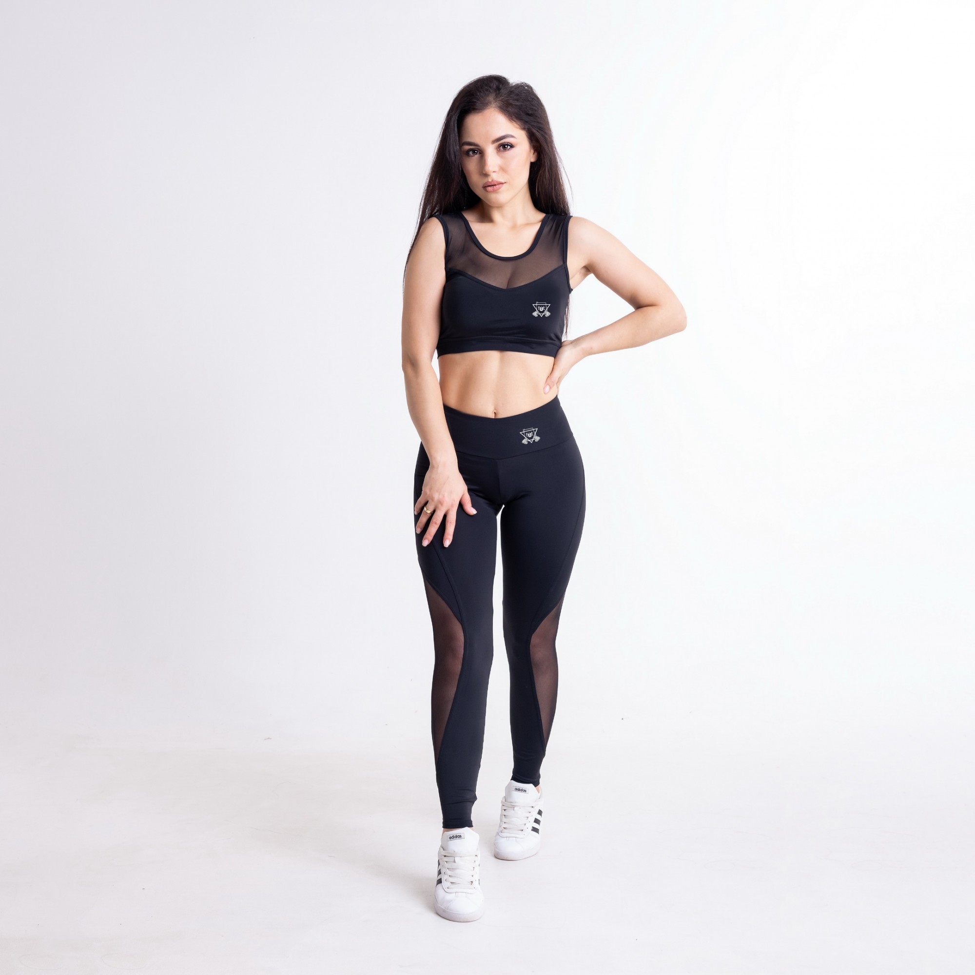 

Спортивные женские леггинсы с сеточкой FitU M Черный