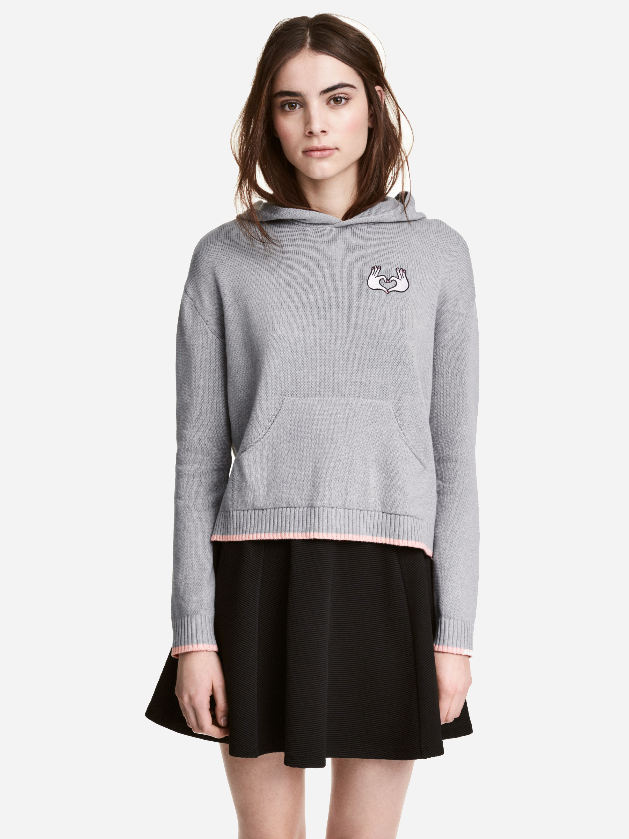 

Худи H&M 4485625-ABBF S Серое с розовым