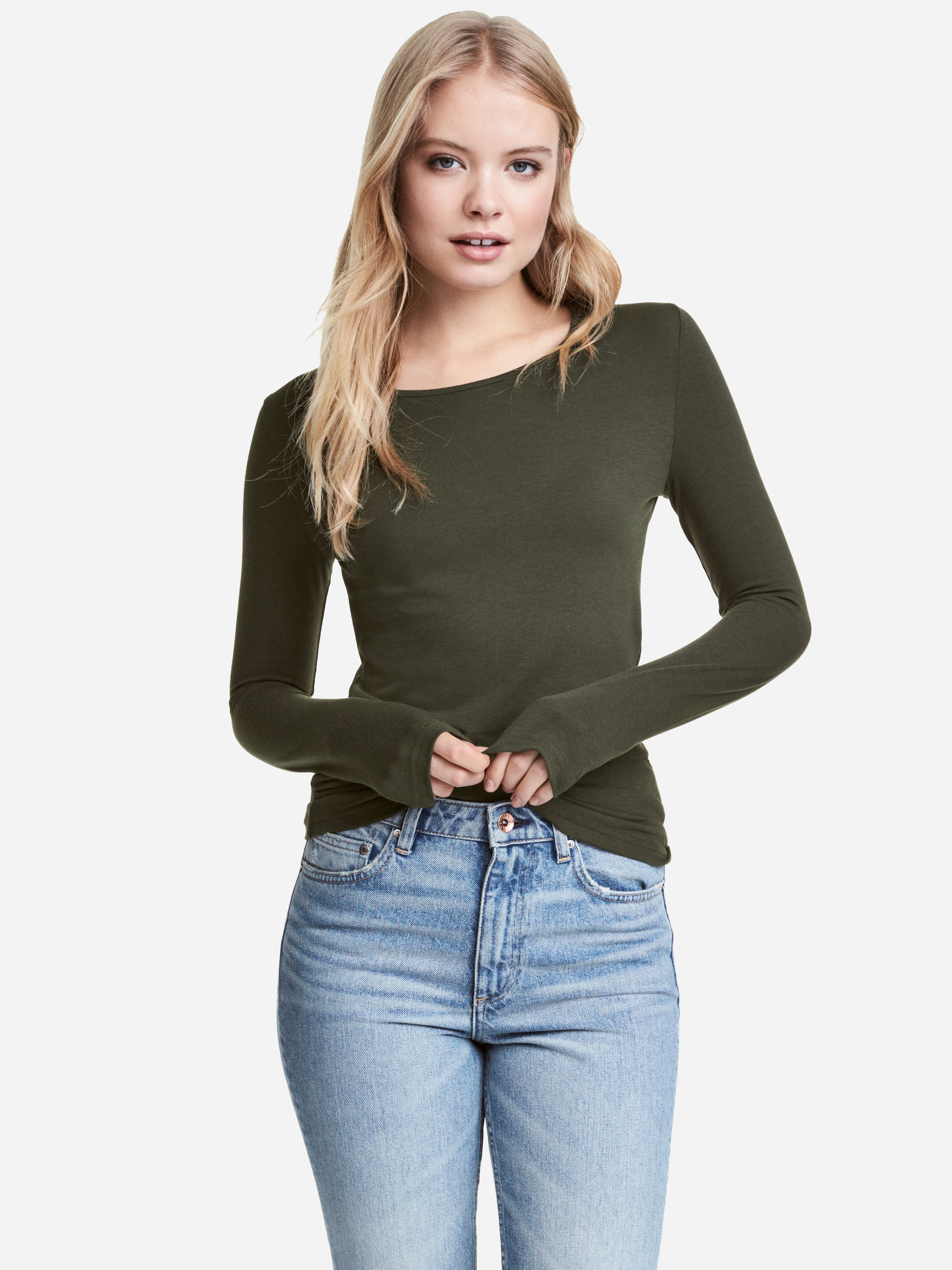 

Лонгслив H&M 2381975-ACYC S Хаки