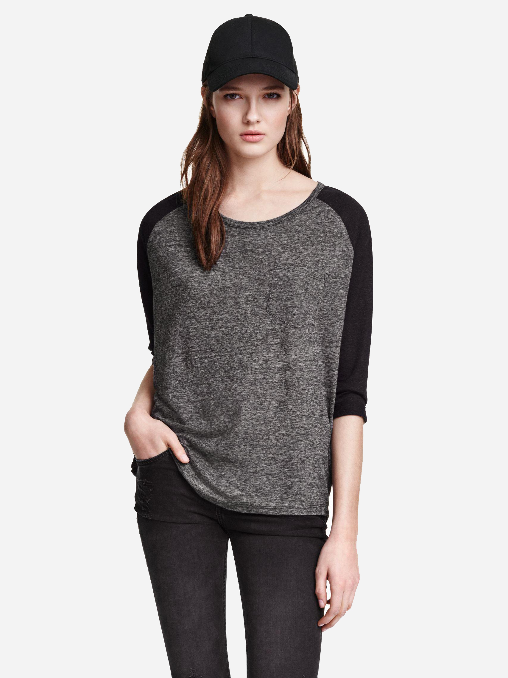 

Лонгслив H&M 2260784-ABOZ M Серый с темно-серым