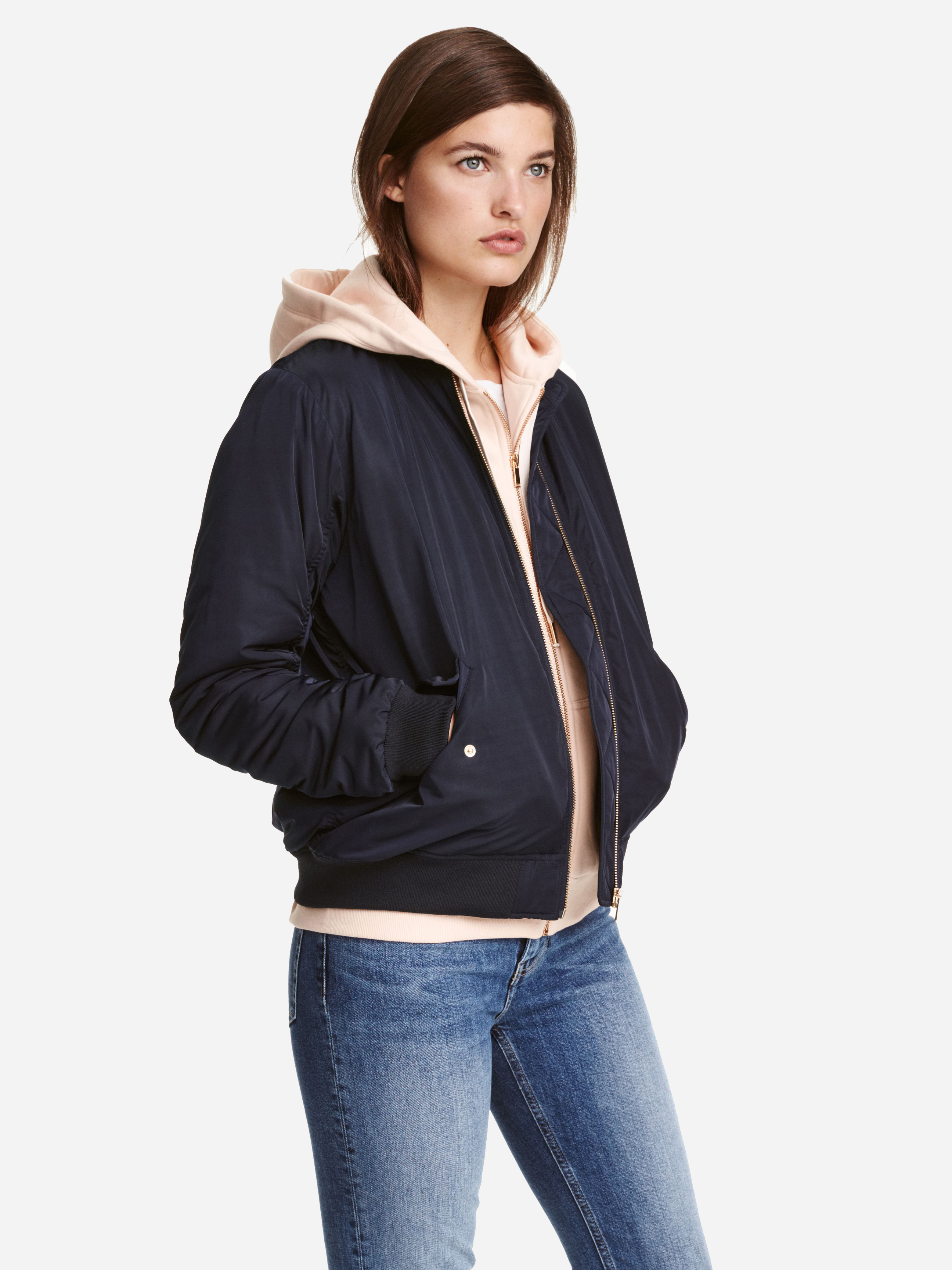 

Бомбер H&M 4279514-AAQJ 44 Темно-синий