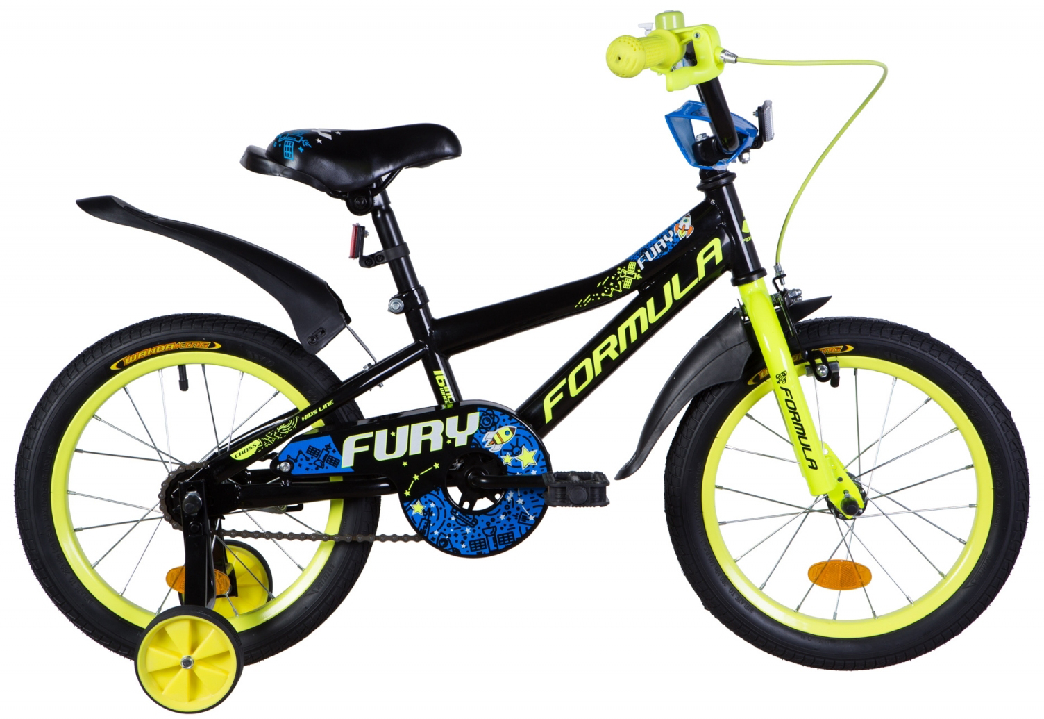 

Велосипед 16'' Formula Fury 8.5" 2021 Черно-желтый с синим (OPS-FRK-16-154)
