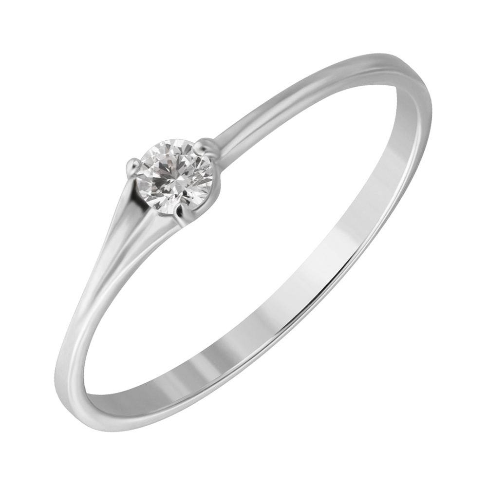 

Кольцо в белом золоте с асимметричной шинкой и цирконием Swarovski 000060581 15.5 размера