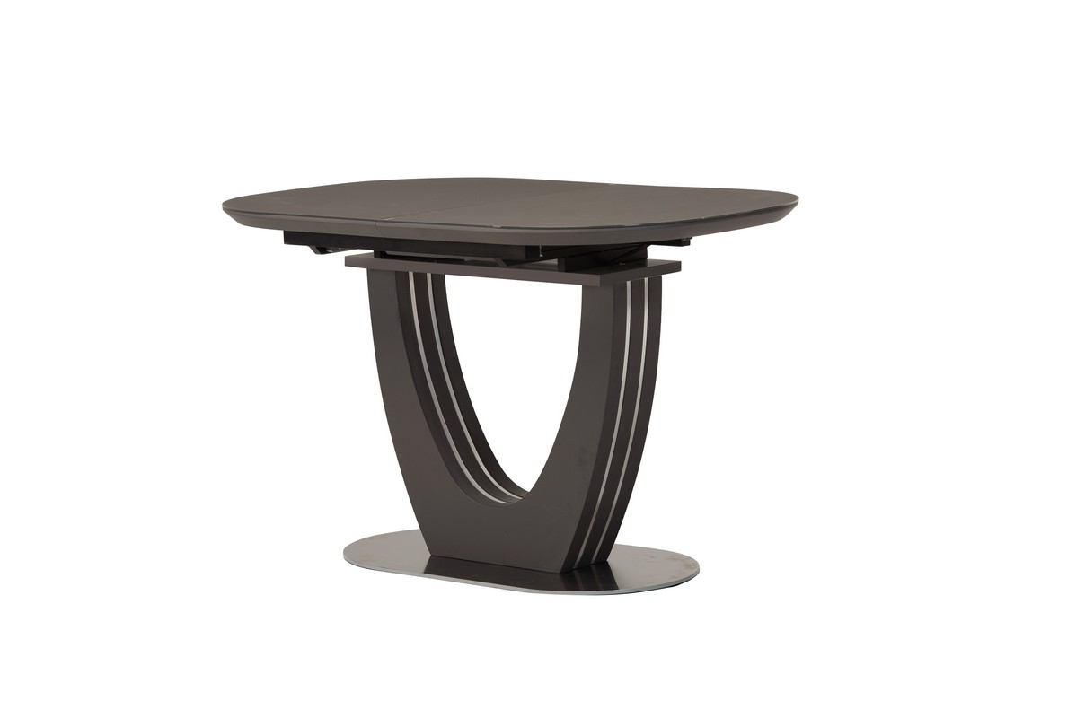 

Раскладной обеденный стол столешница - МДФ / каленое стекло, опора - нержавеющая сталь / МДФ TML-765-1 Vetro Mebel цвет Серый матовый