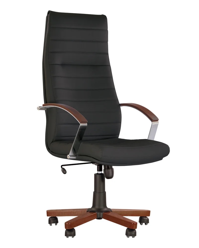 

Кресло офисное для кабинета IRIS wood Tilt EX4 с механизмом Tilt, металлическая база с деревянными накладками подлокотников и базы, обивка экокожа ECO 30 Новый стиль цвет Черный
