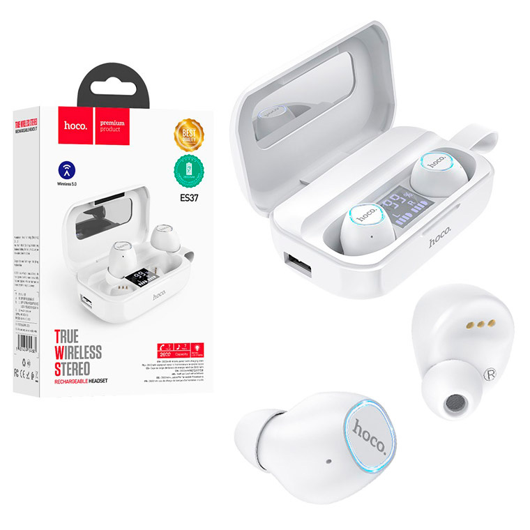 

Bluetooth наушники с микрофоном Hoco ES37 TWS белые