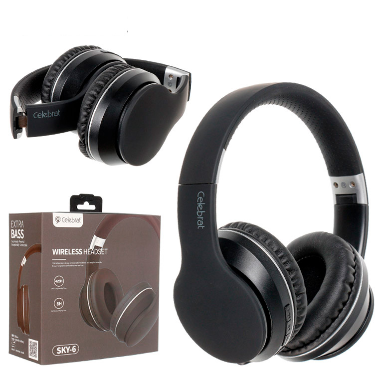 

Bluetooth наушники с микрофоном Celebrat SKY-6 черные