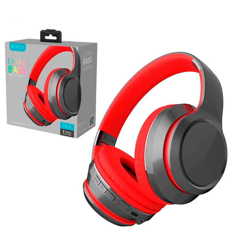 

Bluetooth наушники с микрофоном Celebrat FLY-6 красные