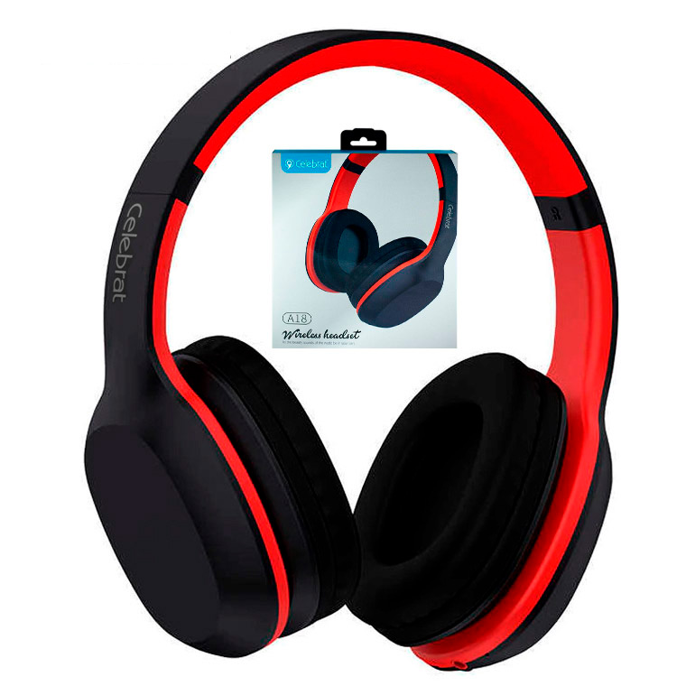 

Bluetooth наушники с микрофоном Celebrat A18 черно-красные