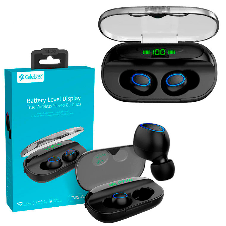 

Bluetooth наушники с микрофоном Celebrat TWS-W8 черные