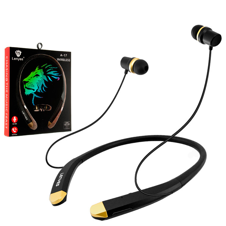 

Bluetooth наушники с микрофоном Lenyes A-17 черно-золотистые