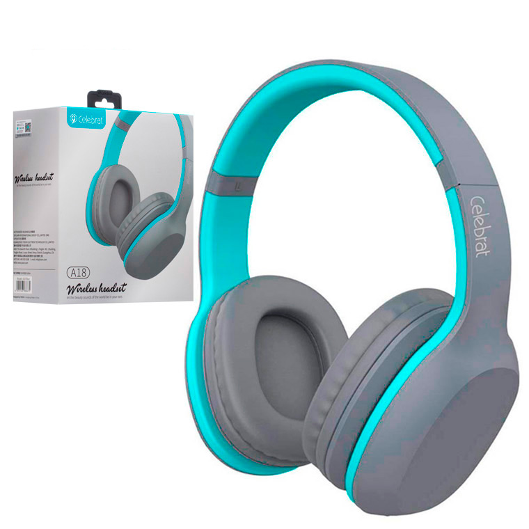 

Bluetooth наушники с микрофоном Celebrat A18 серо-голубые