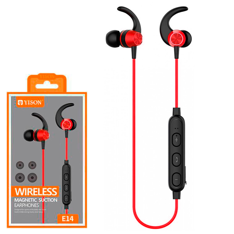 

Bluetooth наушники с микрофоном Yison E14 черно-красные