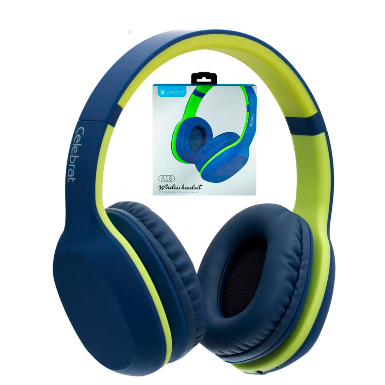 

Bluetooth наушники с микрофоном Celebrat A18 сине-зеленые