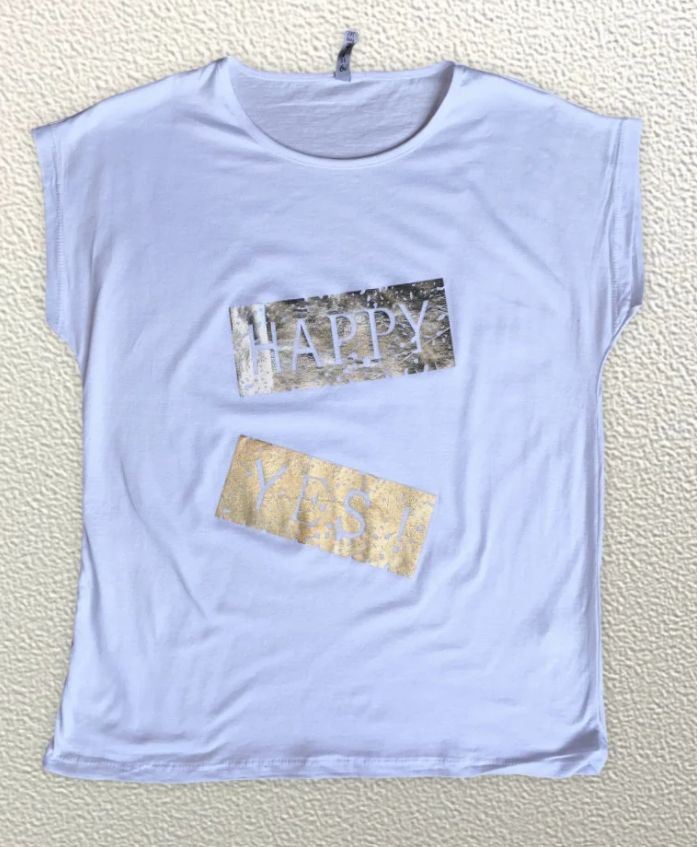 

Жіноча Футболка HAZARD HAPPY YES біла Батал 21282 (2XL (52))